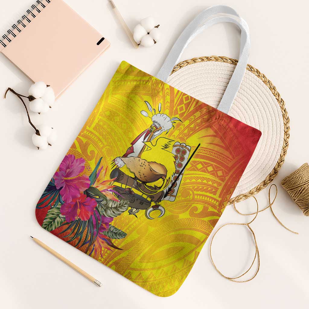 Papua New Guinea Cultural Tropical Flowers Tote Bag LT9 White Strap One Size Gold - Polynesian Pride
