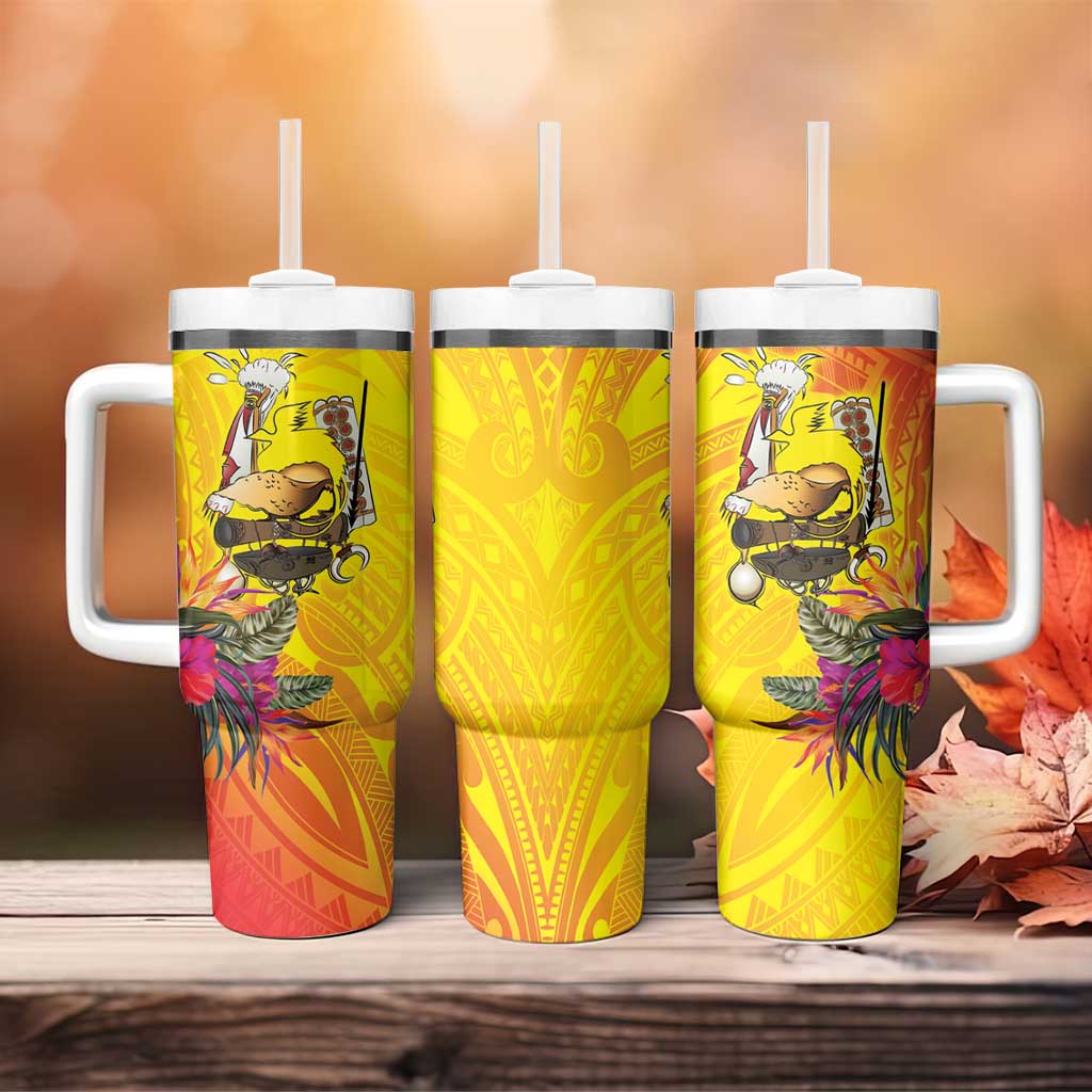 Papua New Guinea Cultural Tropical Flowers Tumbler With Handle