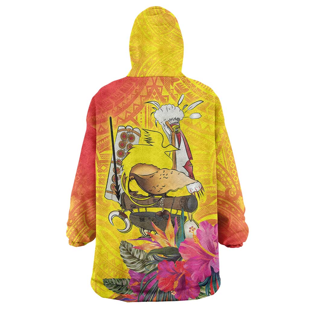 Papua New Guinea Cultural Tropical Flowers Wearable Blanket Hoodie