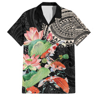 Personalized Japanese Koi Fish Family Matching Tank Maxi Dress and Hawaiian Shirt with Polynesian Pattern