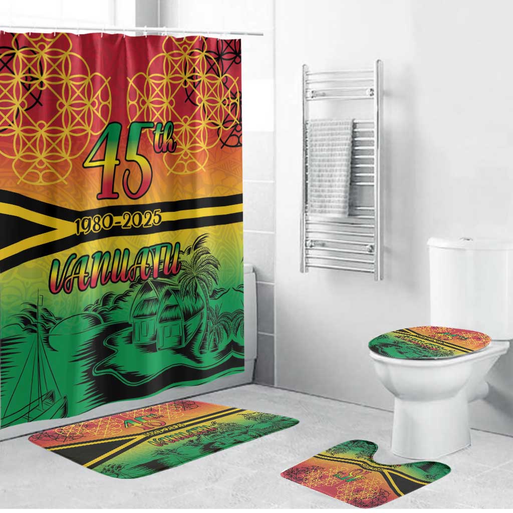 Hapi 45th Indipendens Dei Vanuatu Bathroom Set Yumi 1980 with Vanuatuan Beach Landscape - Polynesian Pride