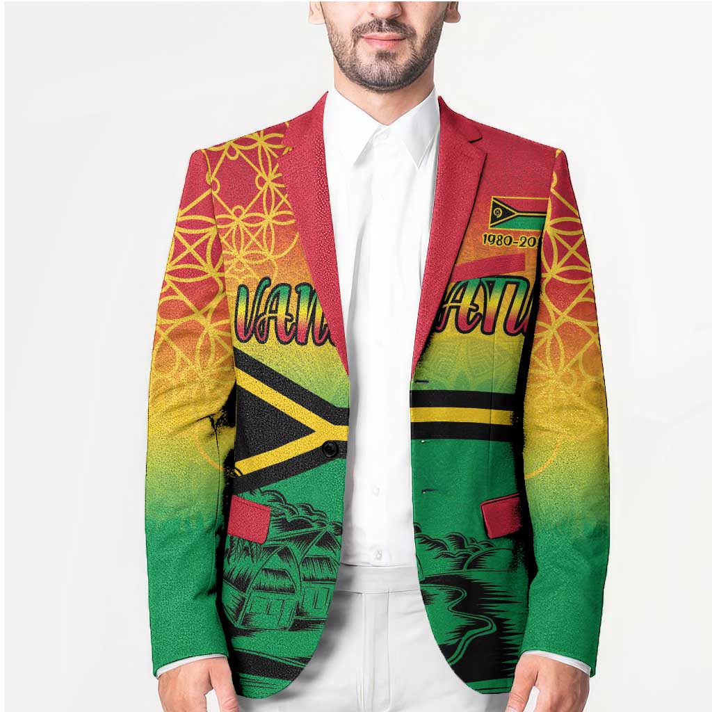Hapi 45th Indipendens Dei Vanuatu Blazer Yumi 1980 with Vanuatuan Beach Landscape - Polynesian Pride