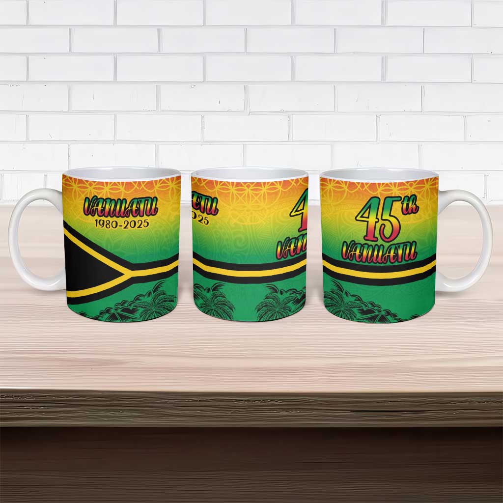 Hapi 45th Indipendens Dei Vanuatu Ceramic Mug Yumi 1980 with Vanuatuan Beach Landscape - Polynesian Pride