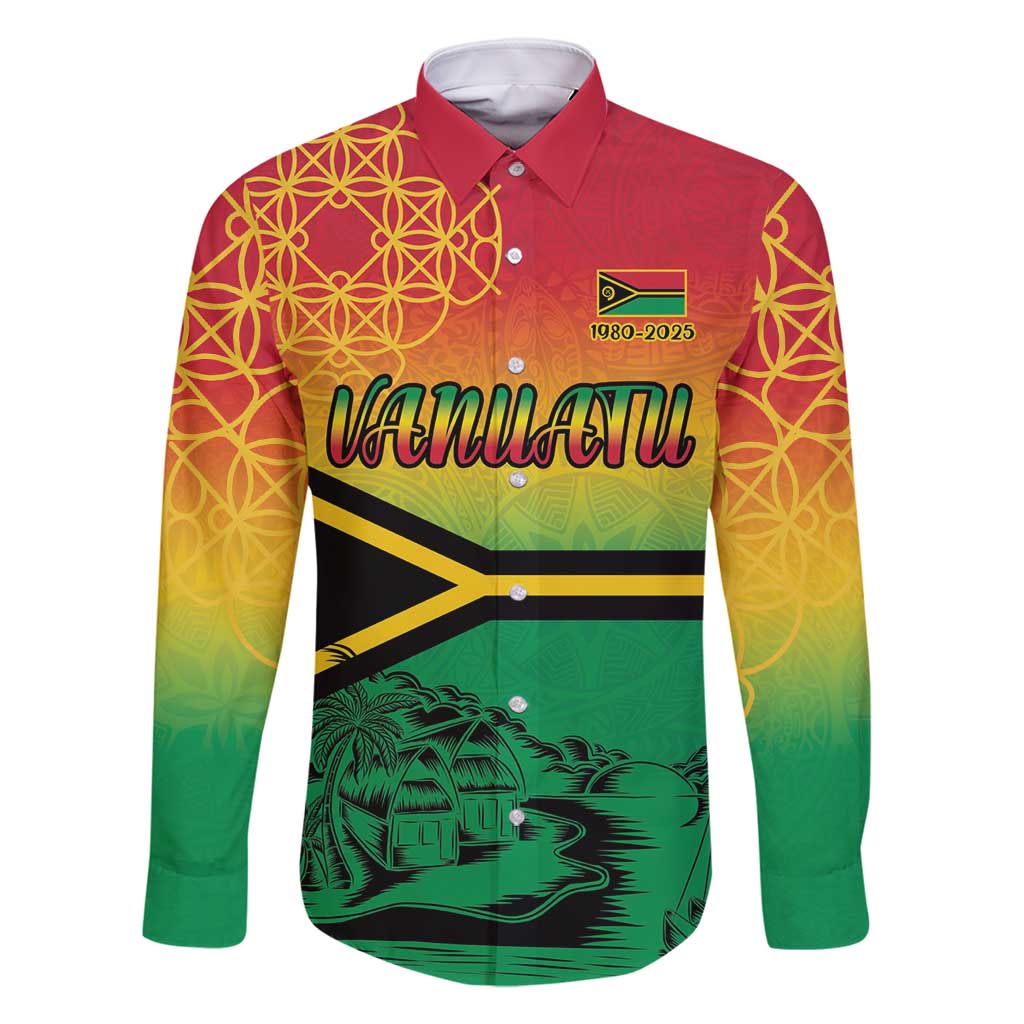 Hapi 45th Indipendens Dei Vanuatu Family Matching Off Shoulder Maxi Dress and Hawaiian Shirt Yumi 1980 with Vanuatuan Beach Landscape