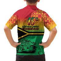 Hapi 45th Indipendens Dei Vanuatu Family Matching Summer Maxi Dress and Hawaiian Shirt Yumi 1980 with Vanuatuan Beach Landscape LT9 - Polynesian Pride