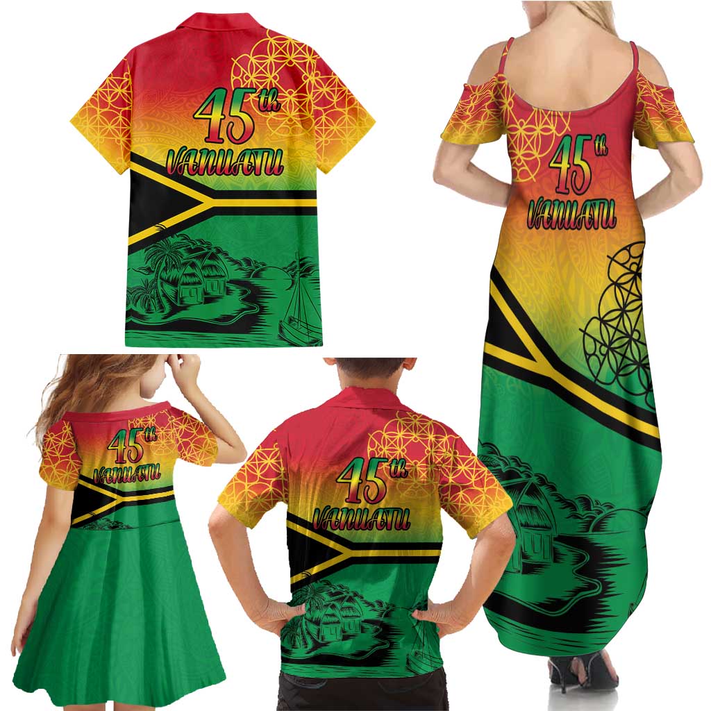 Hapi 45th Indipendens Dei Vanuatu Family Matching Summer Maxi Dress and Hawaiian Shirt Yumi 1980 with Vanuatuan Beach Landscape LT9 - Polynesian Pride