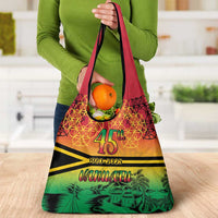 Hapi 45th Indipendens Dei Vanuatu Grocery Bag Yumi 1980 with Vanuatuan Beach Landscape