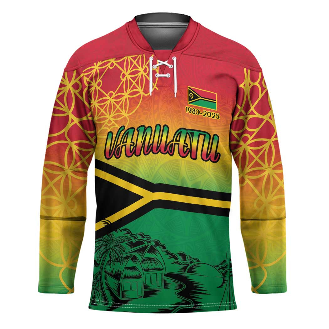 Hapi 45th Indipendens Dei Vanuatu Hockey Jersey Yumi 1980 with Vanuatuan Beach Landscape - Polynesian Pride