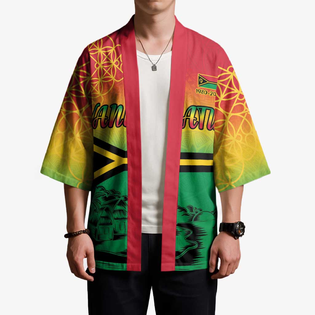 Hapi 45th Indipendens Dei Vanuatu Kimono Yumi 1980 with Vanuatuan Beach Landscape LT9 - Polynesian Pride