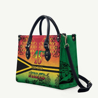 Hapi 45th Indipendens Dei Vanuatu Leather Bag Yumi 1980 with Vanuatuan Beach Landscape - Polynesian Pride