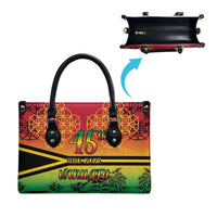 Hapi 45th Indipendens Dei Vanuatu Leather Bag Yumi 1980 with Vanuatuan Beach Landscape - Polynesian Pride