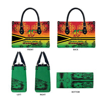 Hapi 45th Indipendens Dei Vanuatu Leather Bag Yumi 1980 with Vanuatuan Beach Landscape - Polynesian Pride