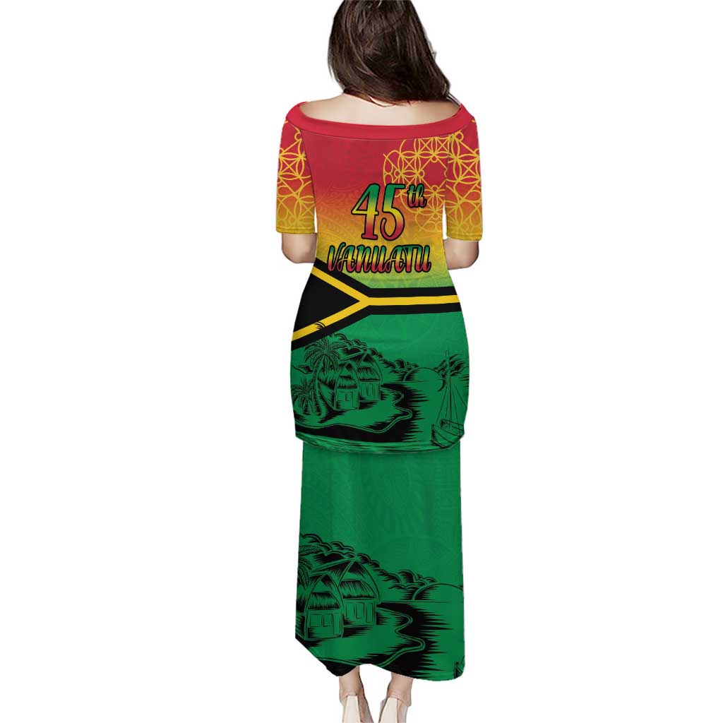 Hapi 45th Indipendens Dei Vanuatu Puletasi Yumi 1980 with Vanuatuan Beach Landscape