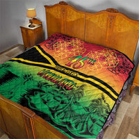 Hapi 45th Indipendens Dei Vanuatu Quilt Yumi 1980 with Vanuatuan Beach Landscape