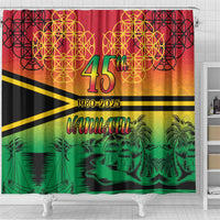 Hapi 45th Indipendens Dei Vanuatu Shower Curtain Yumi 1980 with Vanuatuan Beach Landscape