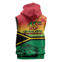 Hapi 45th Indipendens Dei Vanuatu Sleeveless Hoodie Yumi 1980 with Vanuatuan Beach Landscape - Polynesian Pride
