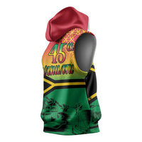 Hapi 45th Indipendens Dei Vanuatu Sleeveless Hoodie Yumi 1980 with Vanuatuan Beach Landscape - Polynesian Pride