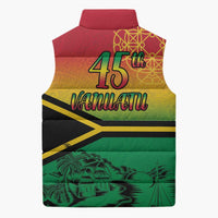 Hapi 45th Indipendens Dei Vanuatu Sleeveless Puffer Jacket Yumi 1980 with Vanuatuan Beach Landscape - Polynesian Pride