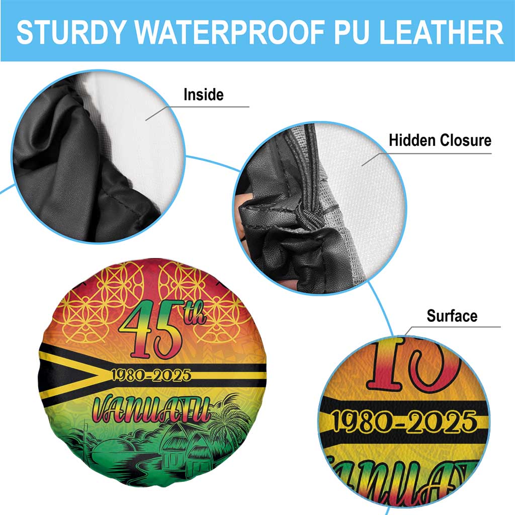 Hapi 45th Indipendens Dei Vanuatu Spare Tire Cover Yumi 1980 with Vanuatuan Beach Landscape