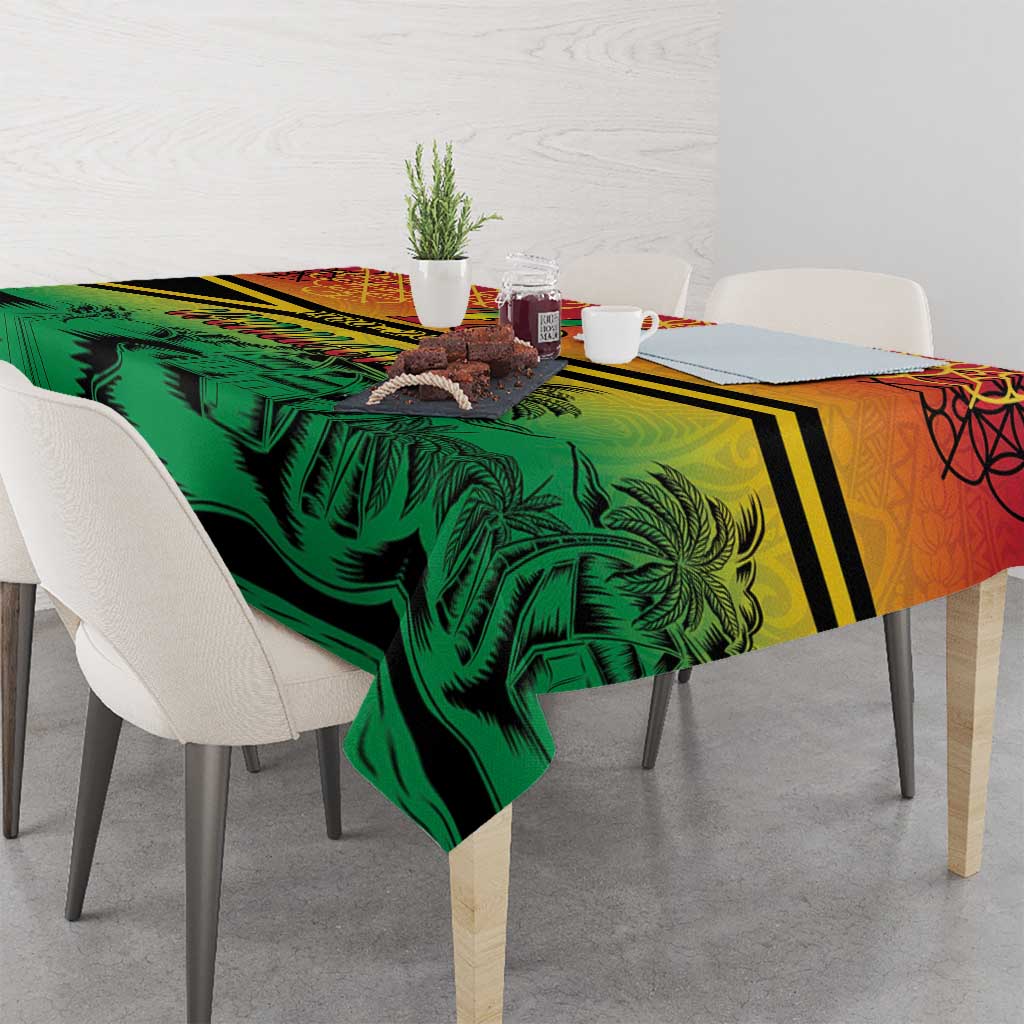 Hapi 45th Indipendens Dei Vanuatu Tablecloth Yumi 1980 with Vanuatuan Beach Landscape