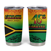 Hapi 45th Indipendens Dei Vanuatu Tumbler Cup Yumi 1980 with Vanuatuan Beach Landscape