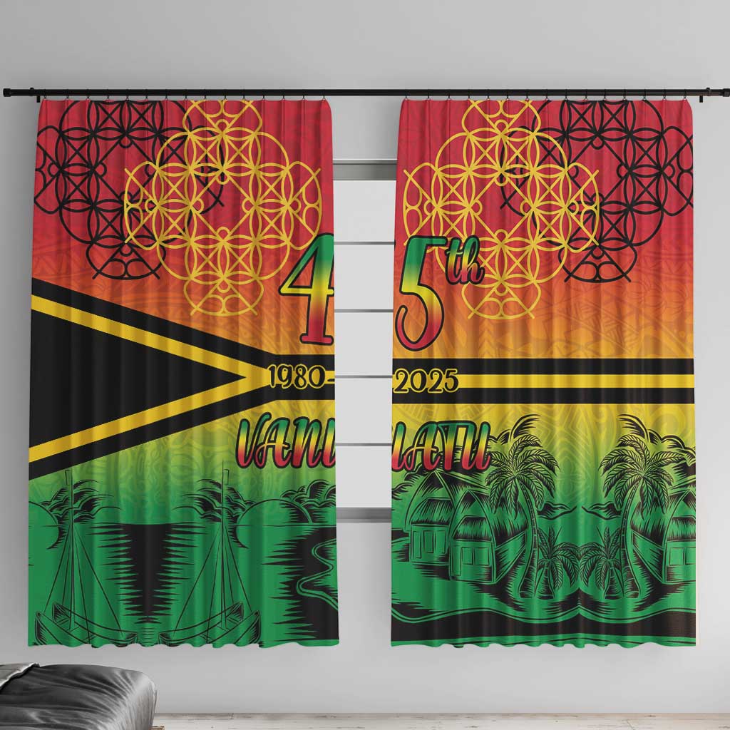 Hapi 45th Indipendens Dei Vanuatu Window Curtain Yumi 1980 with Vanuatuan Beach Landscape