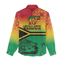 Hapi 45th Indipendens Dei Vanuatu Women Casual Shirt Yumi 1980 with Vanuatuan Beach Landscape