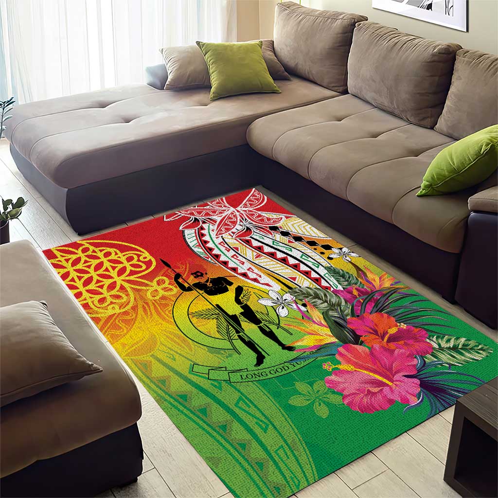 Vanuatu 45th Anniversary Area Rug Polynesian with Sand Drawing Pattern