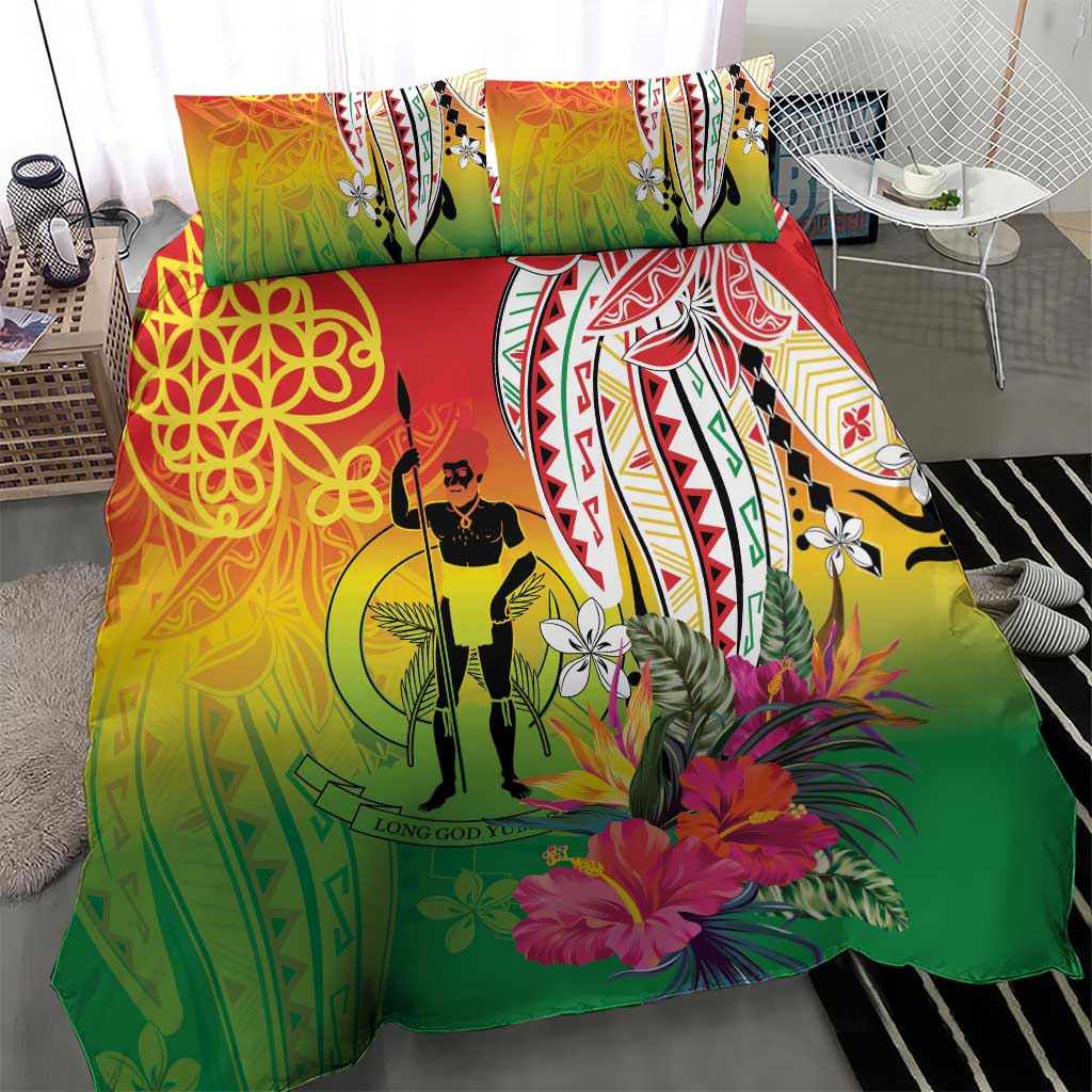 Vanuatu 45th Anniversary Bedding Set Polynesian with Sand Drawing Pattern