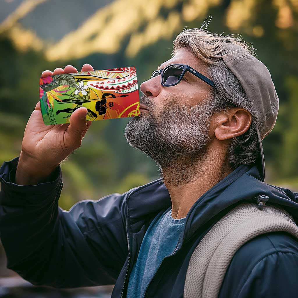 Vanuatu 45th Anniversary 4 in 1 Can Cooler Tumbler Polynesian with Sand Drawing Pattern