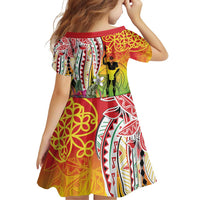 Vanuatu 45th Anniversary Family Matching Off Shoulder Short Dress and Hawaiian Shirt Polynesian with Sand Drawing Pattern LT9 - Polynesian Pride
