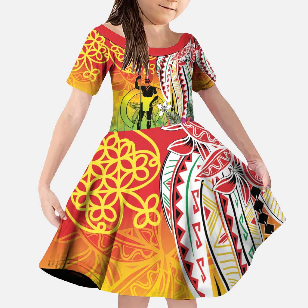 Vanuatu 45th Anniversary Family Matching Short Sleeve Bodycon Dress and Hawaiian Shirt Polynesian with Sand Drawing Pattern