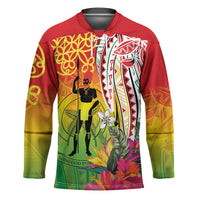 Vanuatu 45th Anniversary Hockey Jersey Polynesian with Sand Drawing Pattern - Polynesian Pride