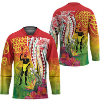 Vanuatu 45th Anniversary Hockey Jersey Polynesian with Sand Drawing Pattern - Polynesian Pride