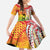 Vanuatu 45th Anniversary Kid Short Sleeve Dress Polynesian with Sand Drawing Pattern