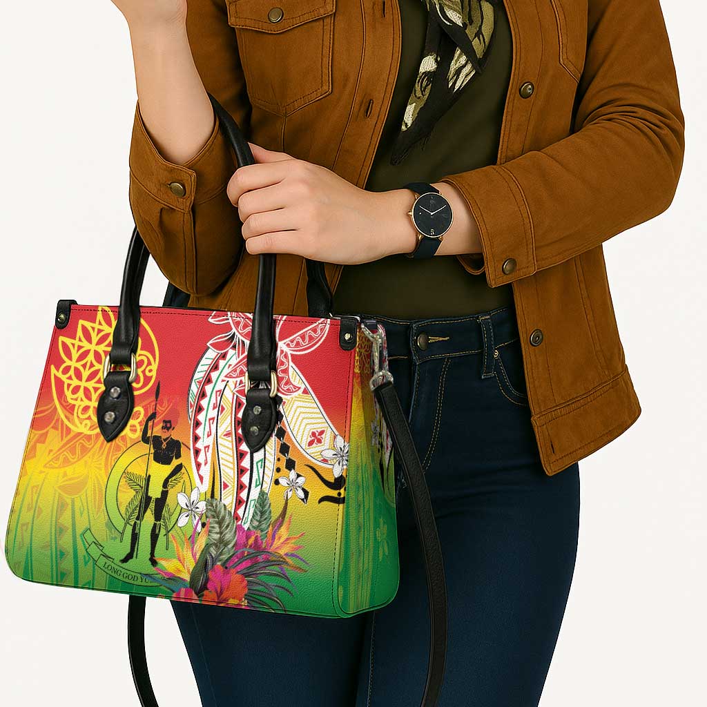 Vanuatu 45th Anniversary Leather Bag Polynesian with Sand Drawing Pattern - Polynesian Pride