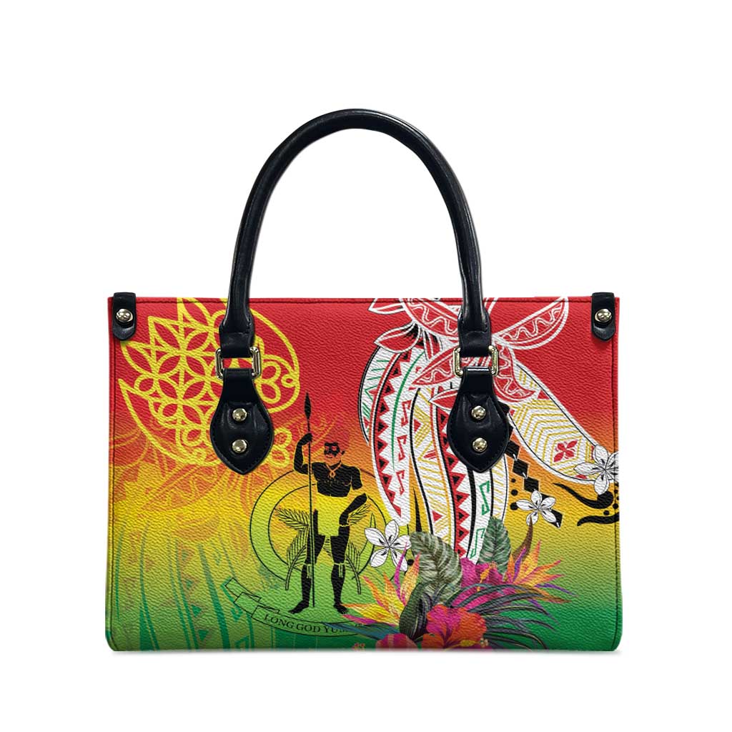 Vanuatu 45th Anniversary Leather Bag Polynesian with Sand Drawing Pattern - Polynesian Pride