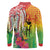 Vanuatu 45th Anniversary Long Sleeve Polo Shirt Polynesian with Sand Drawing Pattern