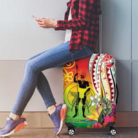 Vanuatu 45th Anniversary Luggage Cover Polynesian with Sand Drawing Pattern