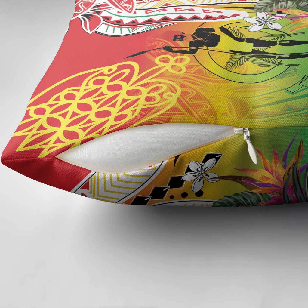 Vanuatu 45th Anniversary Pillow Cover Polynesian with Sand Drawing Pattern - Polynesian Pride