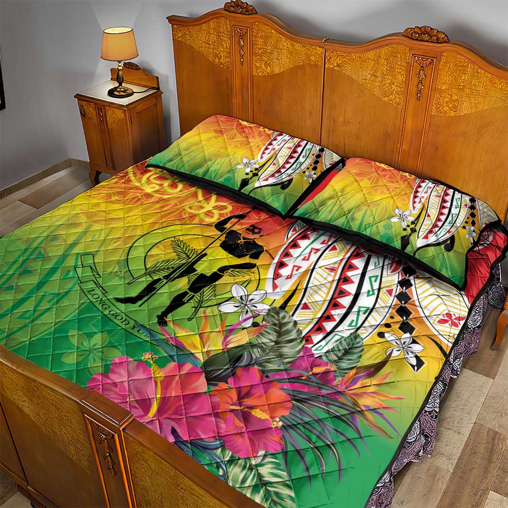 Vanuatu 45th Anniversary Quilt Bed Set Polynesian with Sand Drawing Pattern