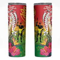Vanuatu 45th Anniversary Skinny Tumbler Polynesian with Sand Drawing Pattern