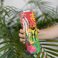 Vanuatu 45th Anniversary Skinny Tumbler Polynesian with Sand Drawing Pattern