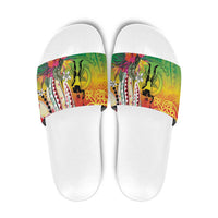 Vanuatu 45th Anniversary Slide Sandals Polynesian with Sand Drawing Pattern - Polynesian Pride
