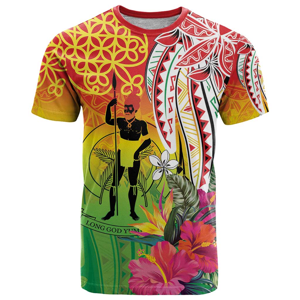 Vanuatu 45th Anniversary T Shirt Polynesian with Sand Drawing Pattern