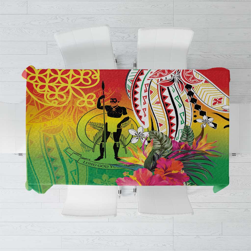 Vanuatu 45th Anniversary Tablecloth Polynesian with Sand Drawing Pattern