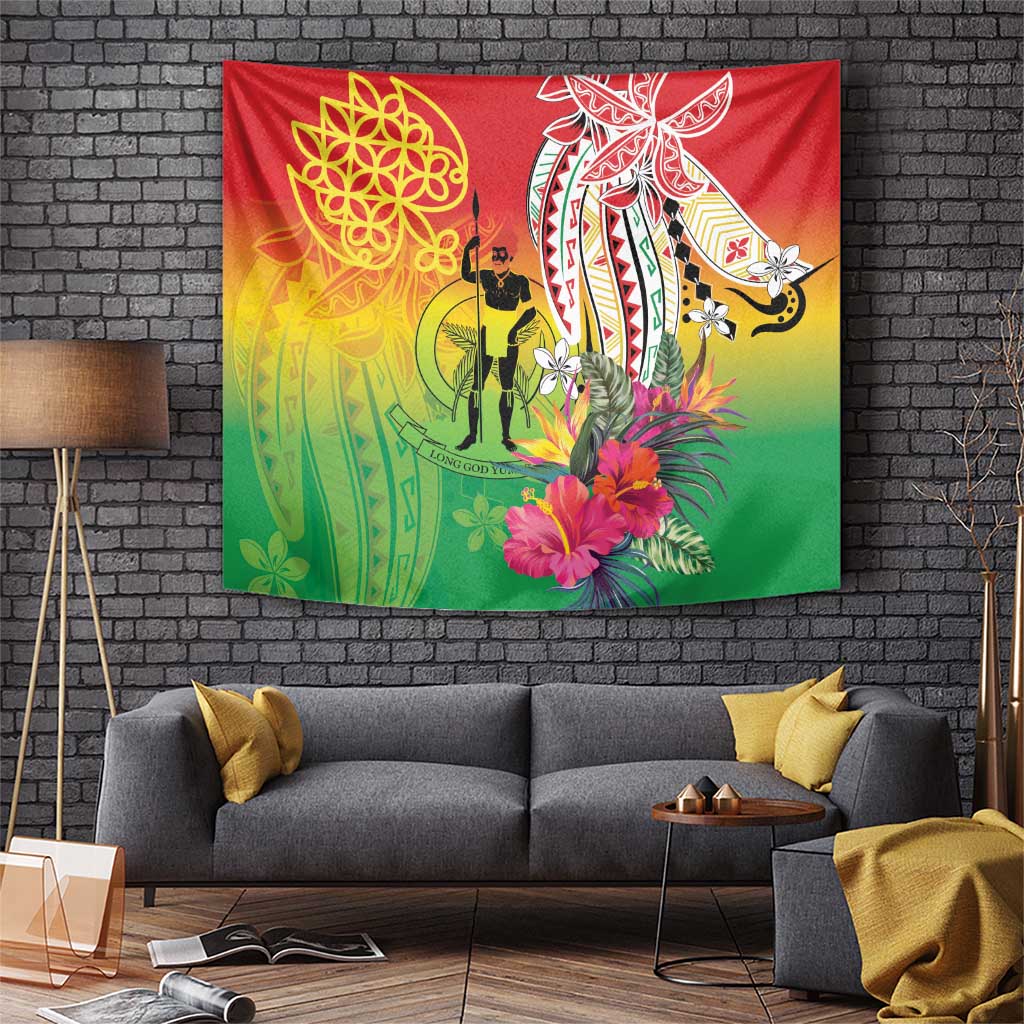 Vanuatu 45th Anniversary Tapestry Polynesian with Sand Drawing Pattern