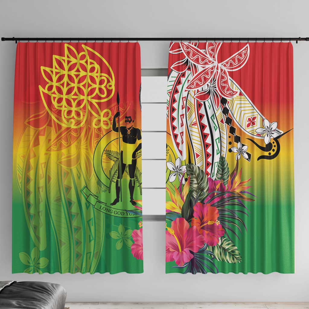 Vanuatu 45th Anniversary Window Curtain Polynesian with Sand Drawing Pattern