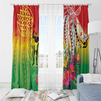 Vanuatu 45th Anniversary Window Curtain Polynesian with Sand Drawing Pattern