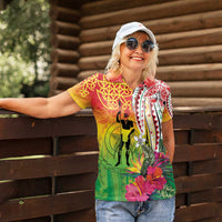 Vanuatu 45th Anniversary Women Polo Shirt Polynesian with Sand Drawing Pattern